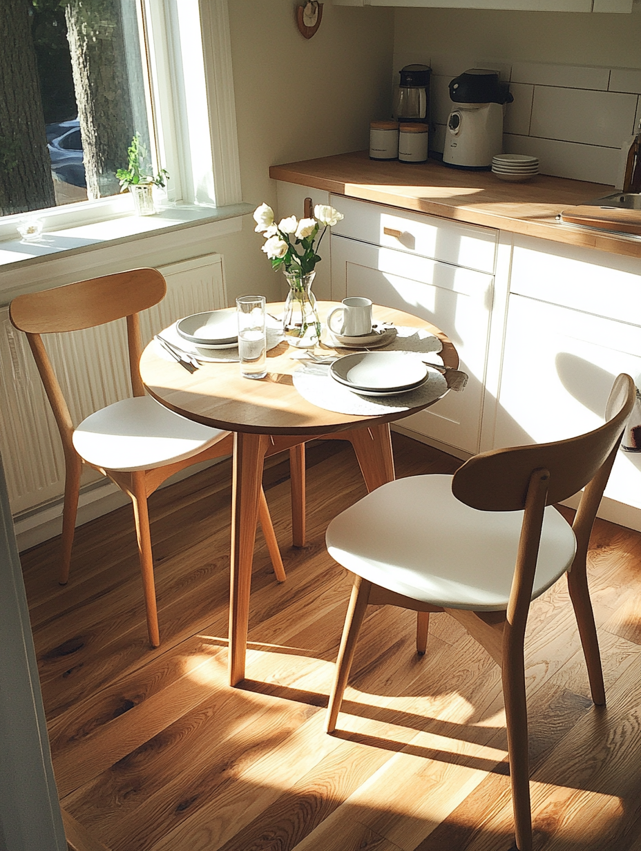 Cozy kitchen with table, chairs and modern decor