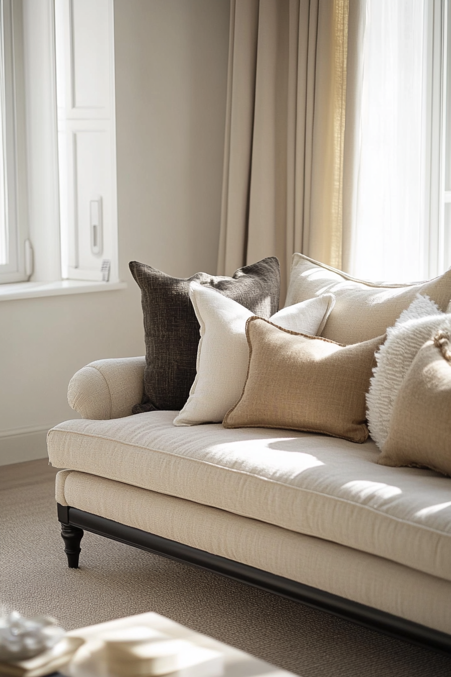 Cozy living room with corner sofa and pillows