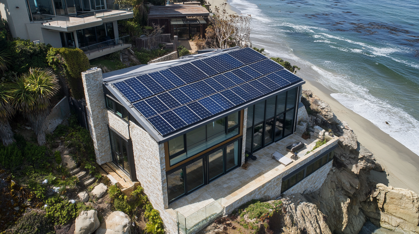 Cozy ocean-front house with solar panels and stone basement