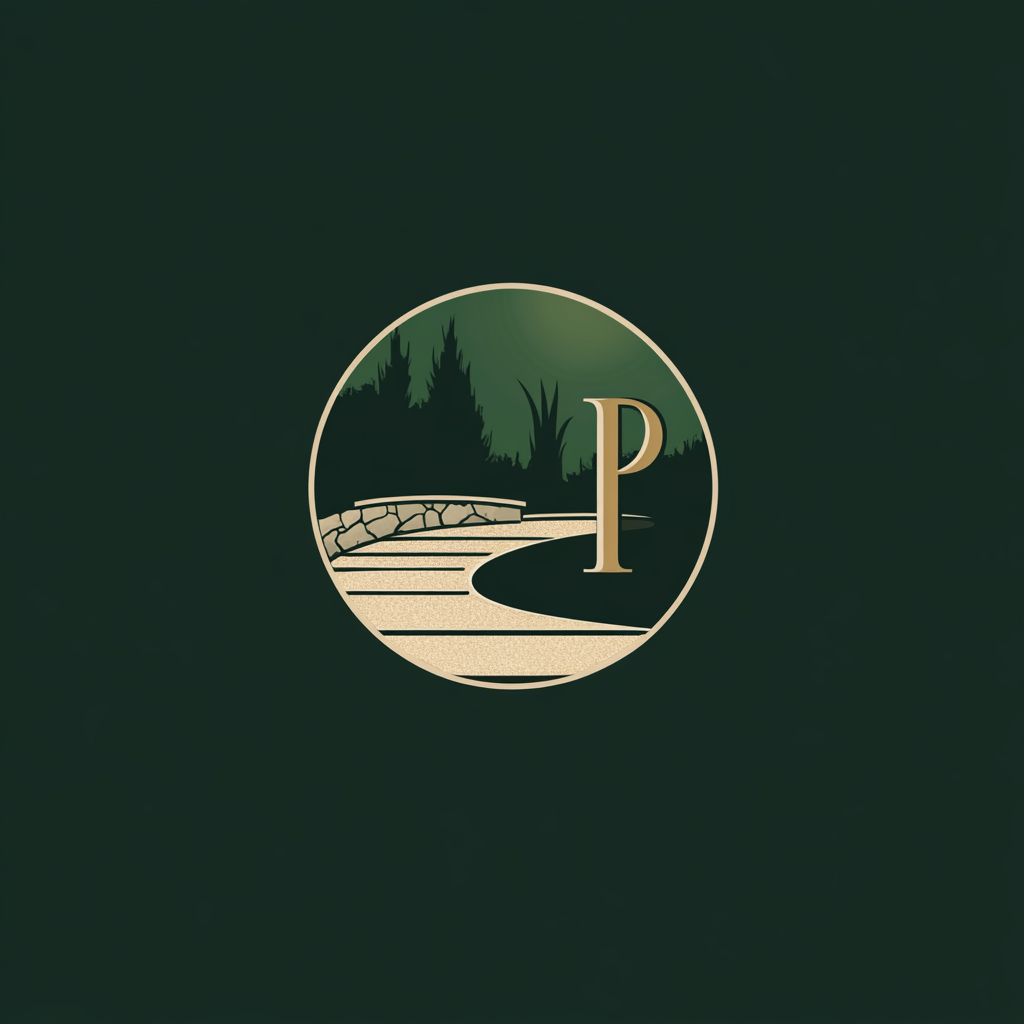 Crafted logo for hardscaping company, emphasizing luxury and pools.