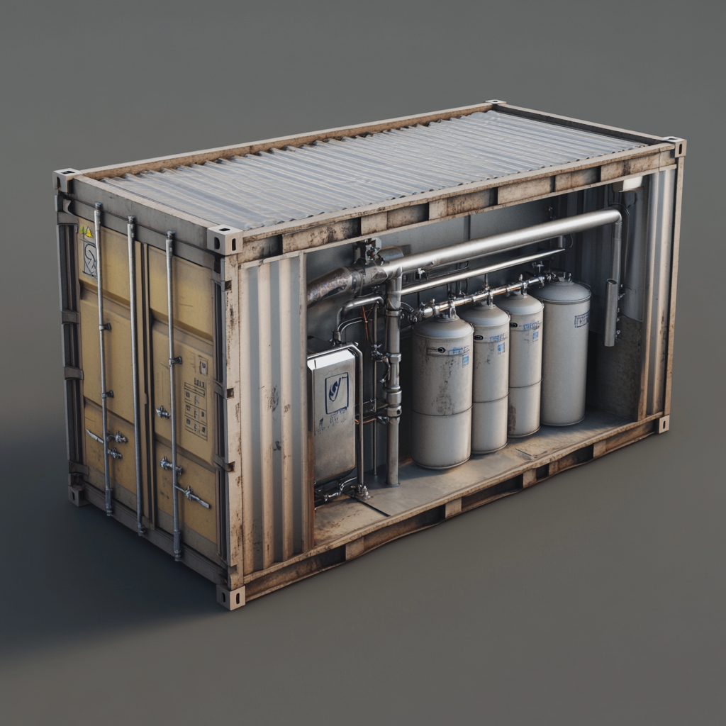 Create 3D model of shipping container with sand filter.