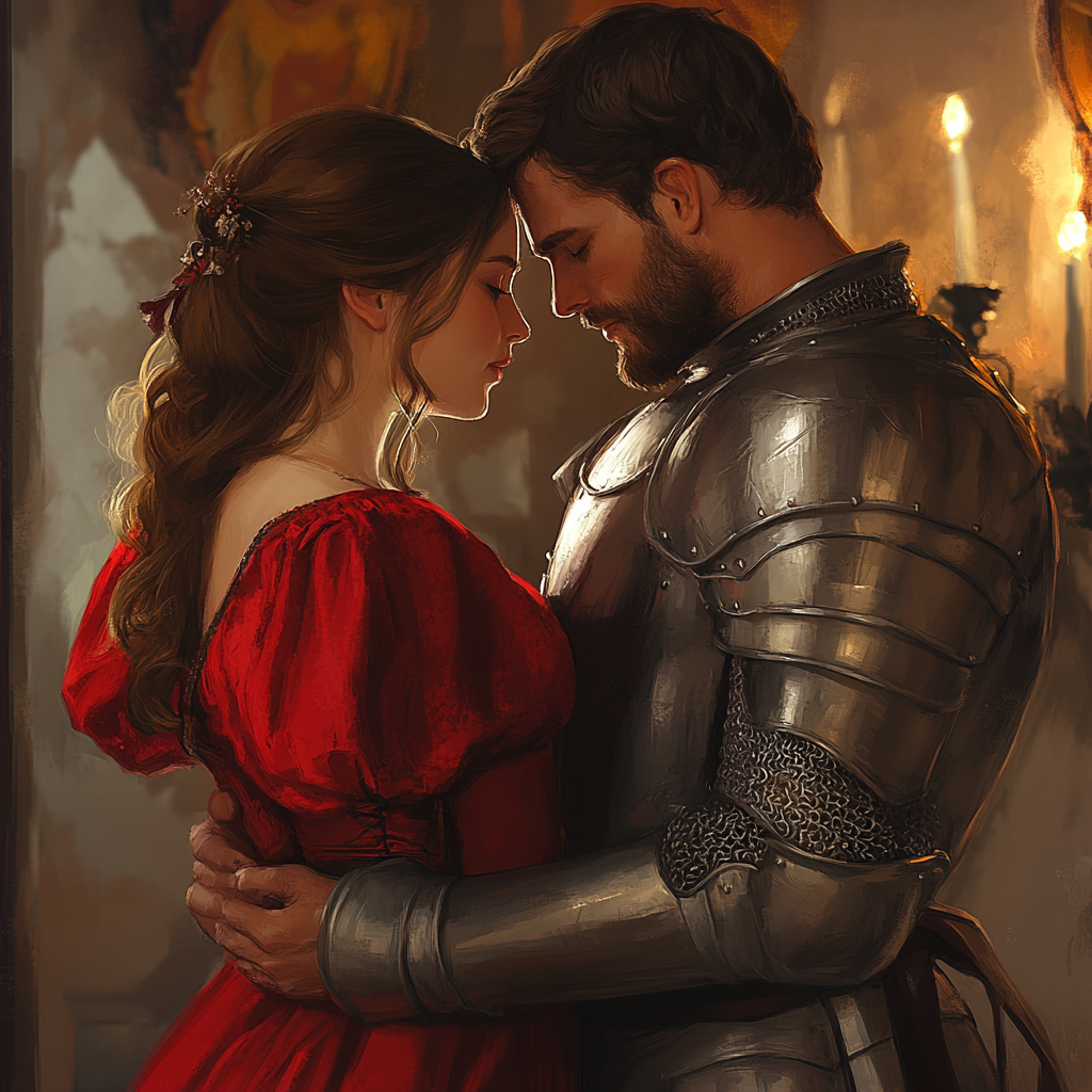 Create WLOP-style image of knight and woman.