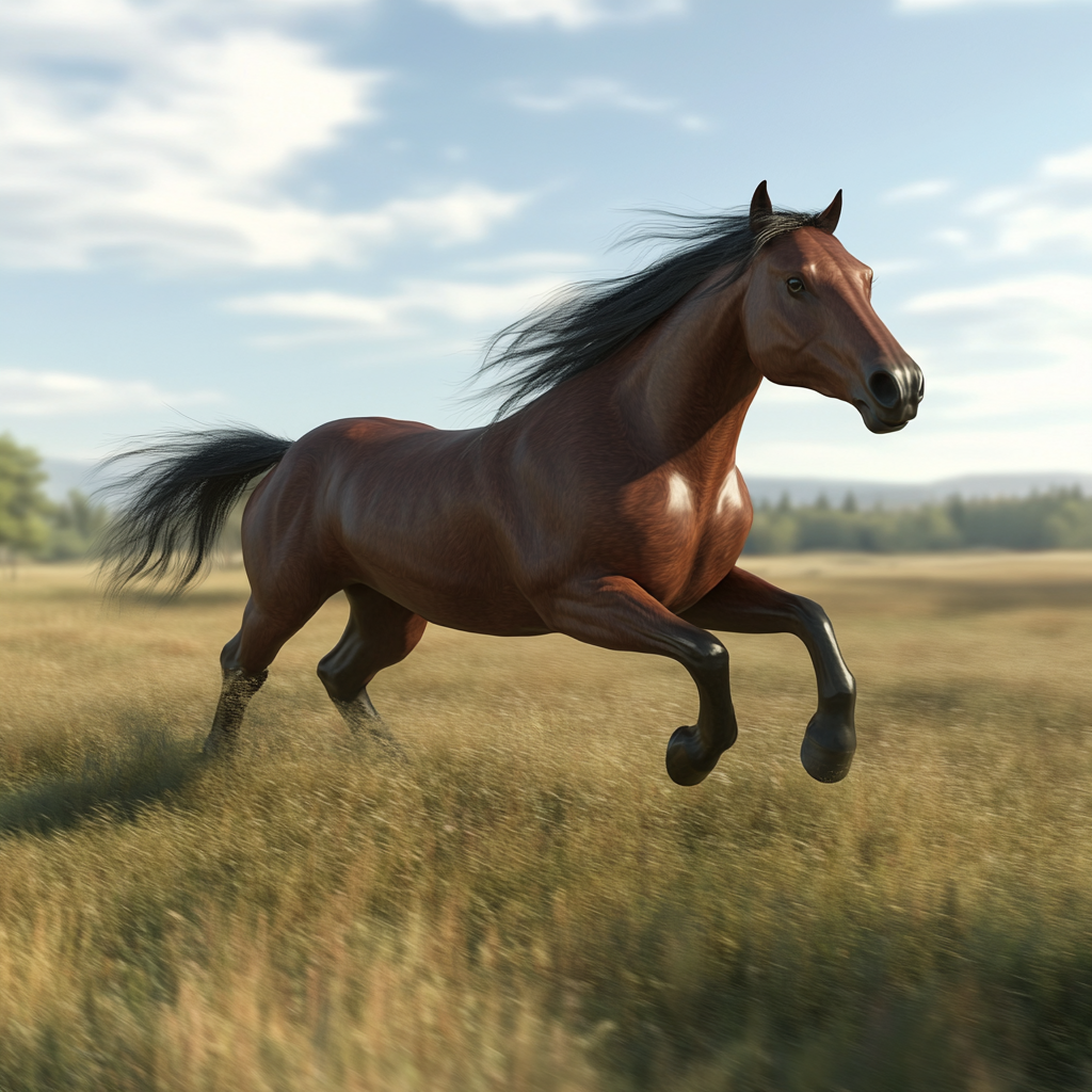 Create a realistic, clear image of horse running.