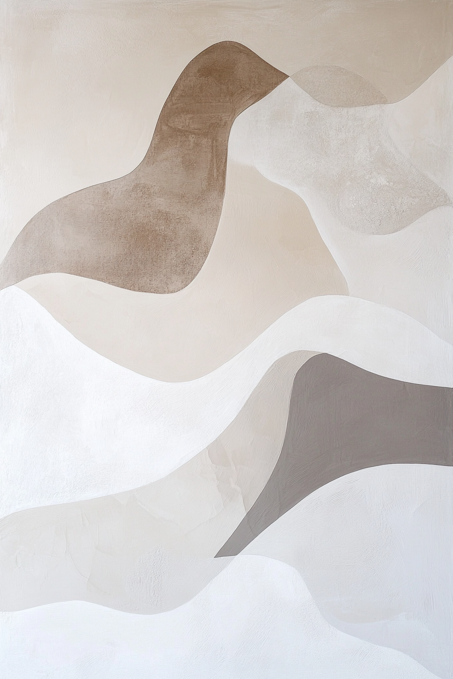 Create abstract minimalist painting with gentle organic shapes.