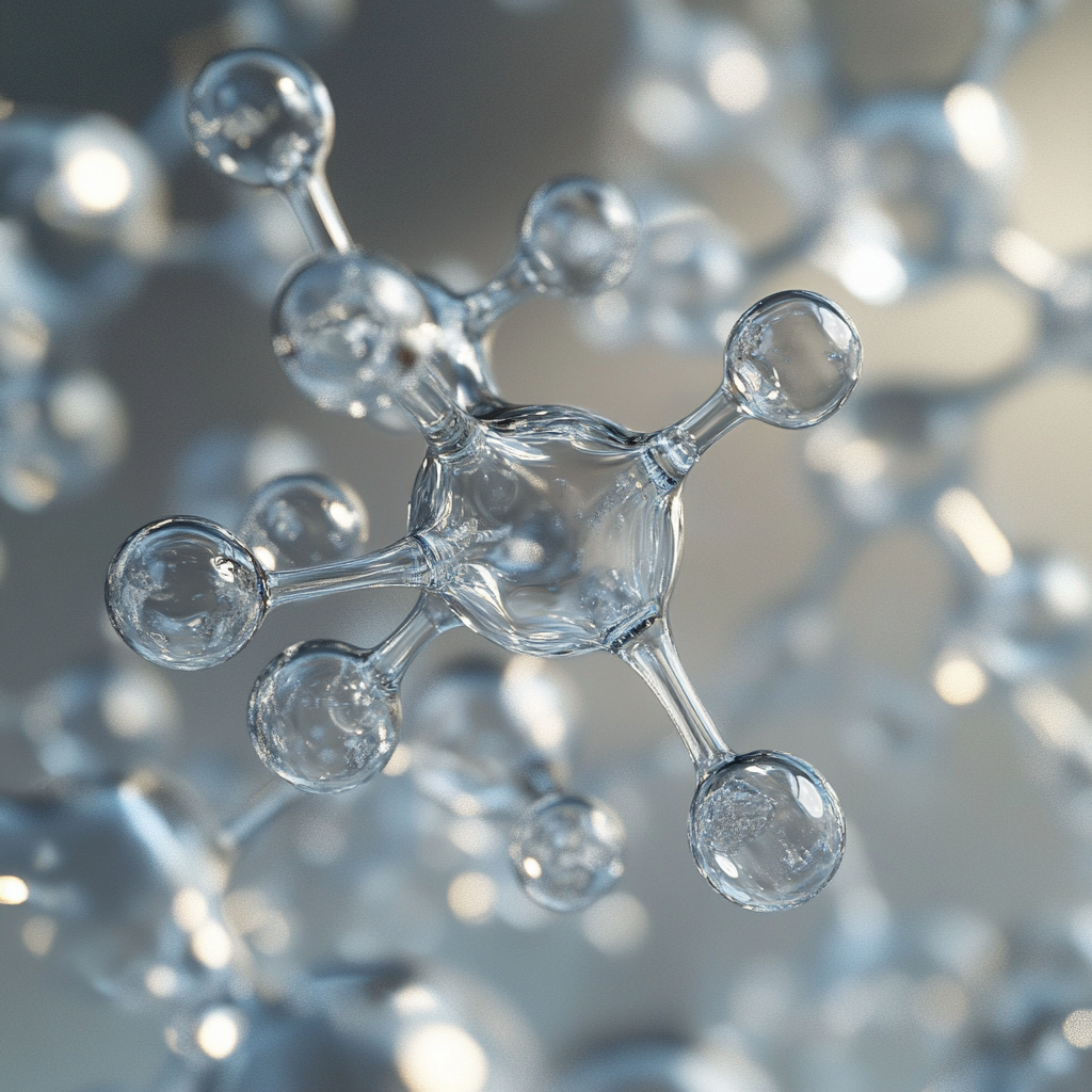 Create detailed close-up of allantoin molecule or crystal.