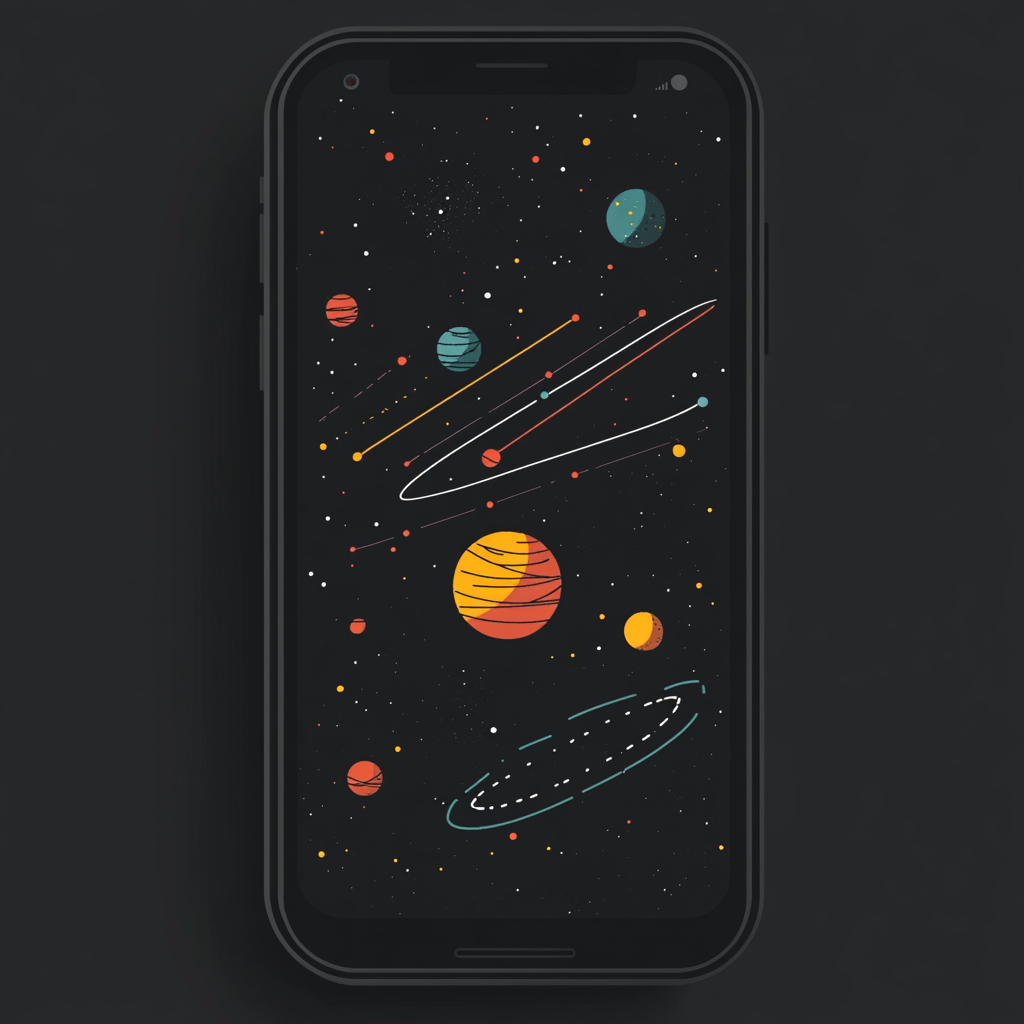 Create icon for mobile app with space theme.