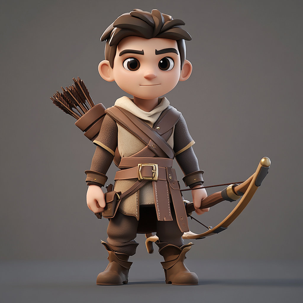 Create male medieval scout with crossbow, limited colors.