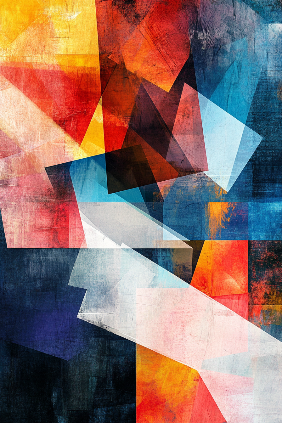 Create modern abstract art with bold shapes and colors.