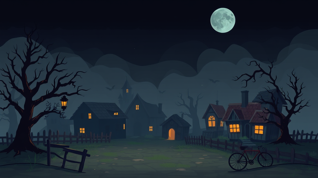 Creepy Small Town Background for 2D Platformer