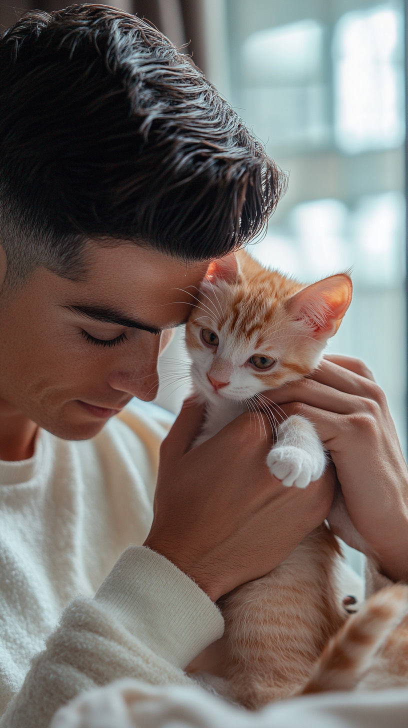 Cristiano Ronaldo Cares for Orange Kitten in Madrid