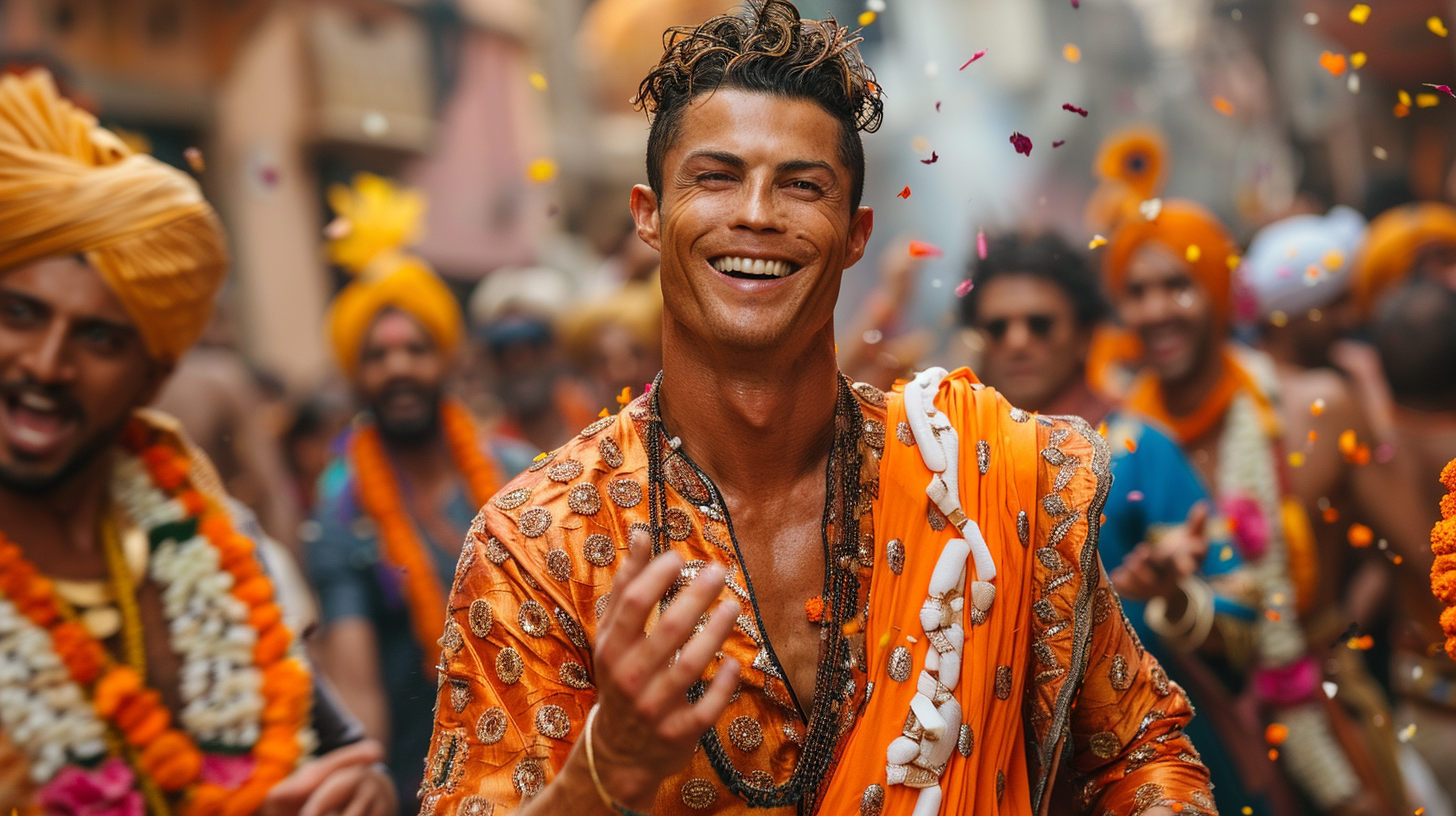 Cristiano Ronaldo Dancing in Traditional Indian Attire