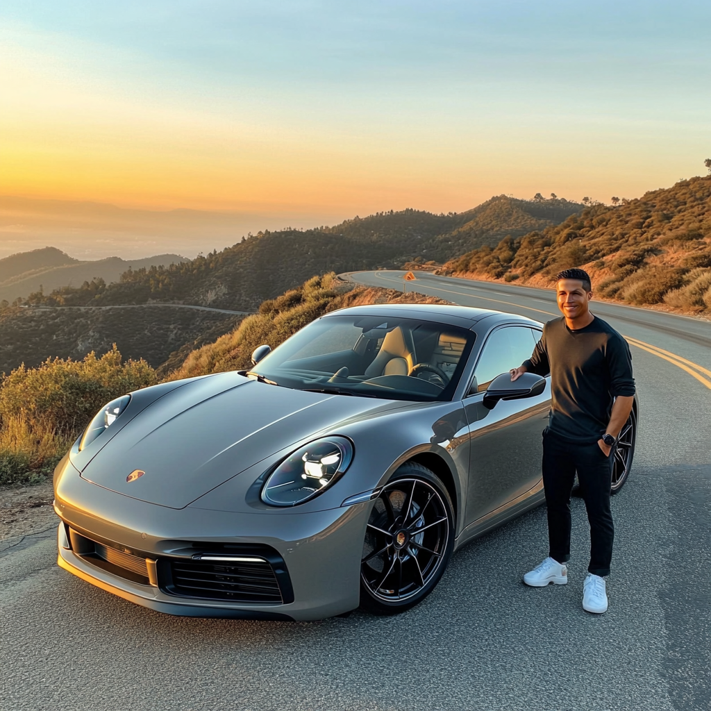 Cristiano Ronaldo enjoys thrilling drive in scenic Porsche.