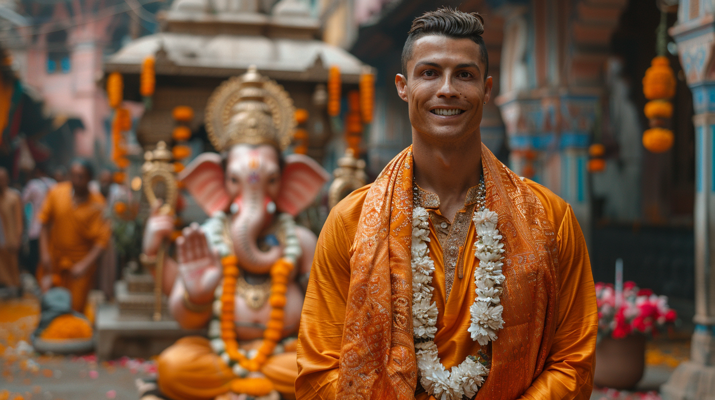 Cristiano Ronaldo in India at Ganapathy Monument 