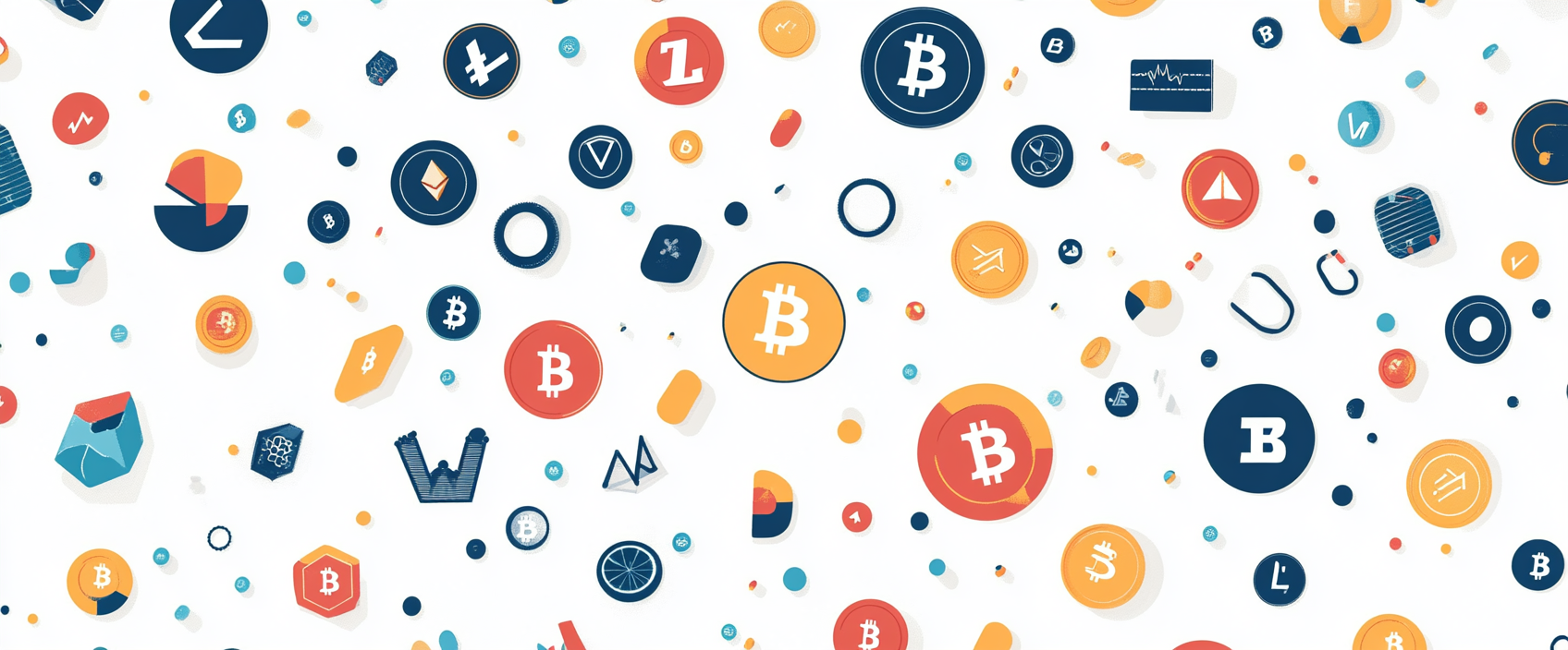 Cryptocurrency icons in seamless pattern on white background