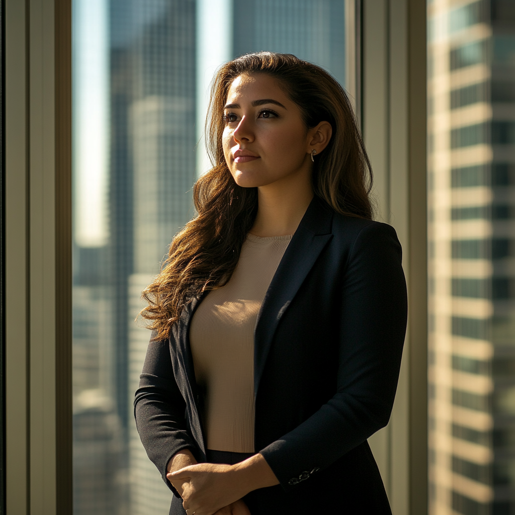 Cuban Businesswoman Standing by Window in Office