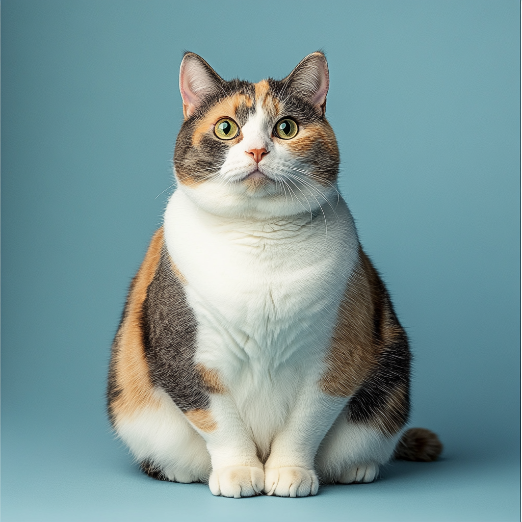 Curious Calico Cat Sitting Comfortably in Portrait