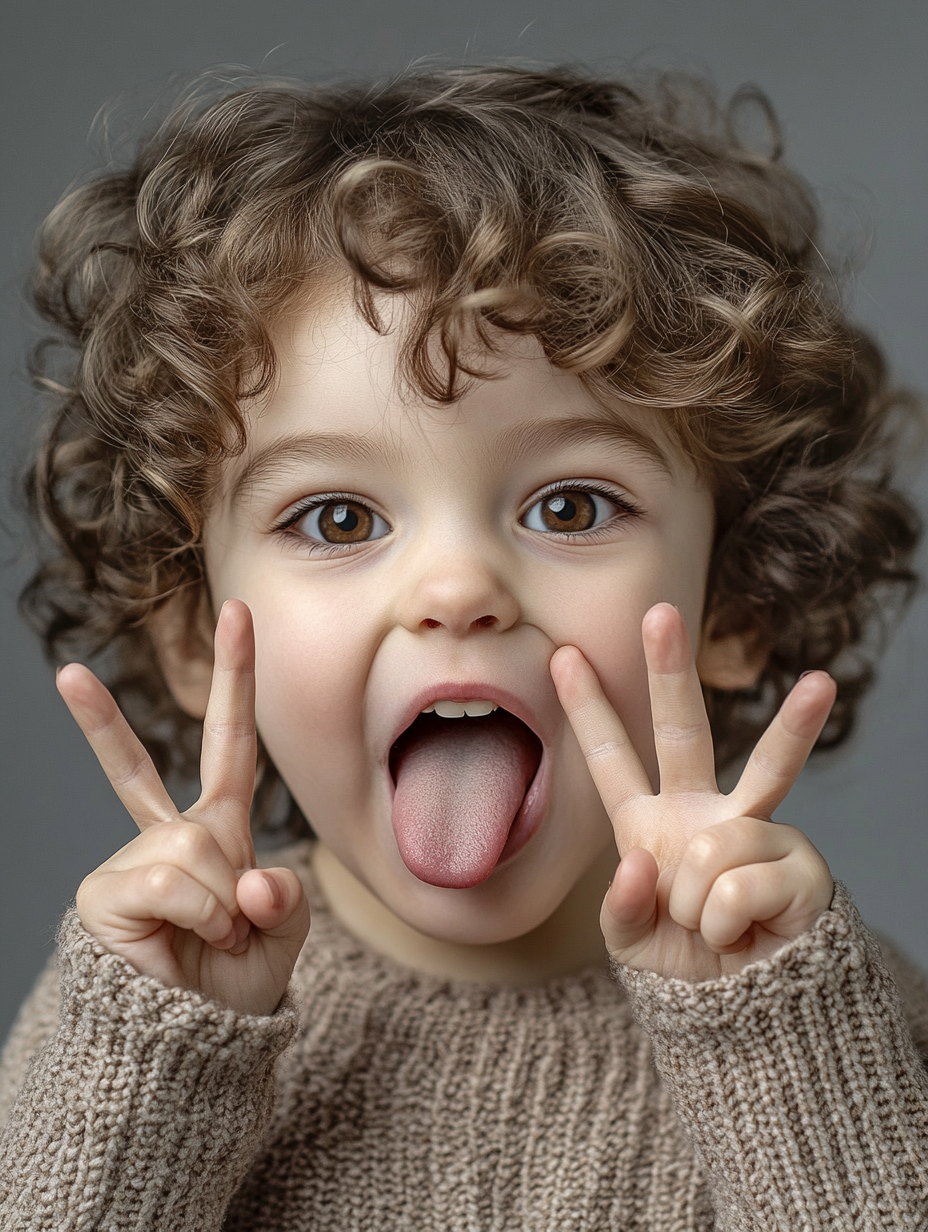 Curly Haired Girl Makes Silly Face