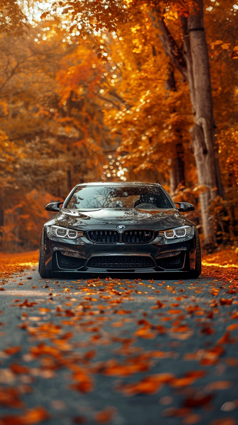 Custom Widebody BMW M4 on Orange Autumn Road