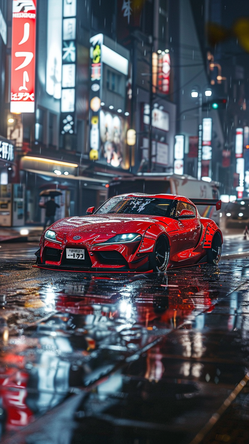 Custom Widebody Toyota Supra MK4 in Tokyo at Night