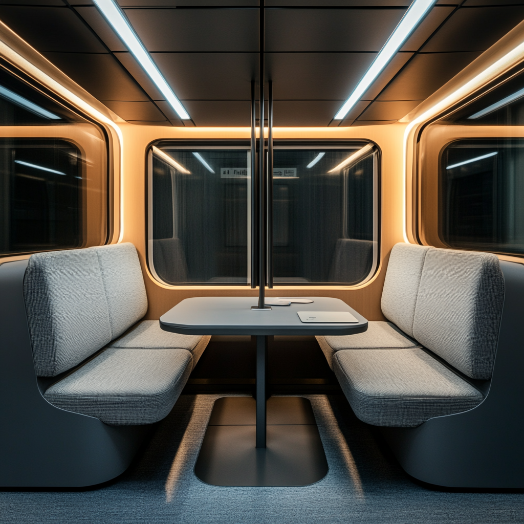 Customize seating for privacy, work efficiency in monorail.