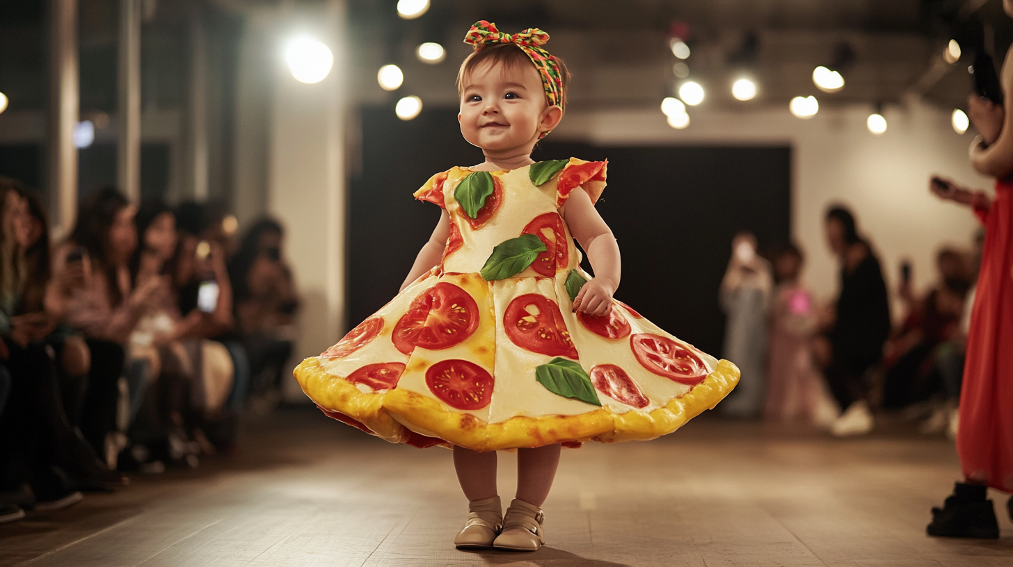 Cute Baby Fashion Show: Pizza-Inspired Runway Outfit