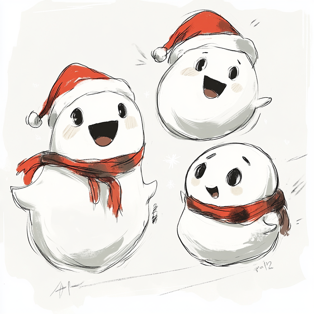 Cute Ghosts Singing Carols in Christmas Attires