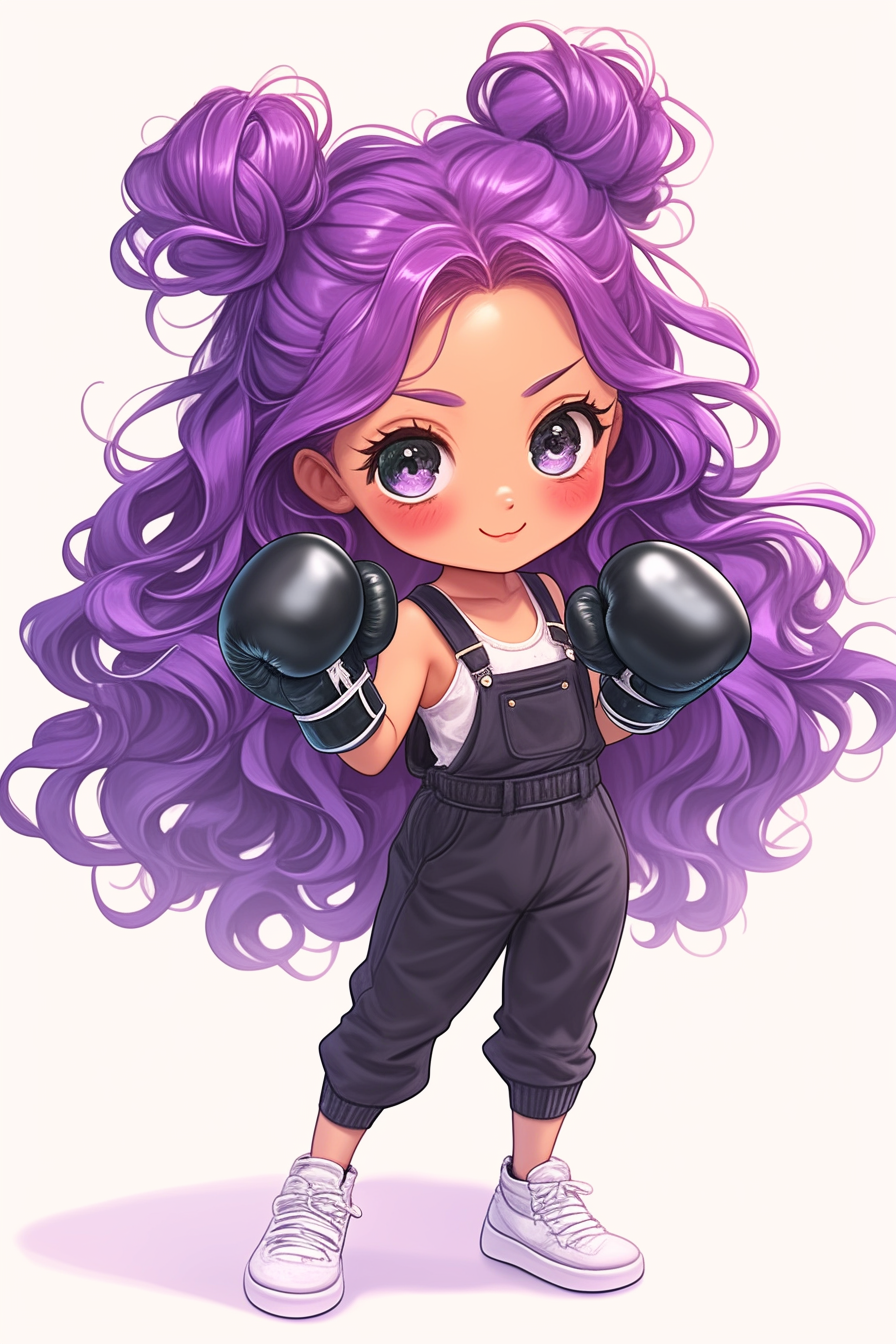 Cute Girl in Boxing Gloves, Fashion Show Style