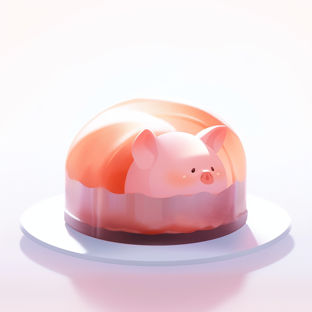 Cute Miniature Ham Icon in 3D, White Background