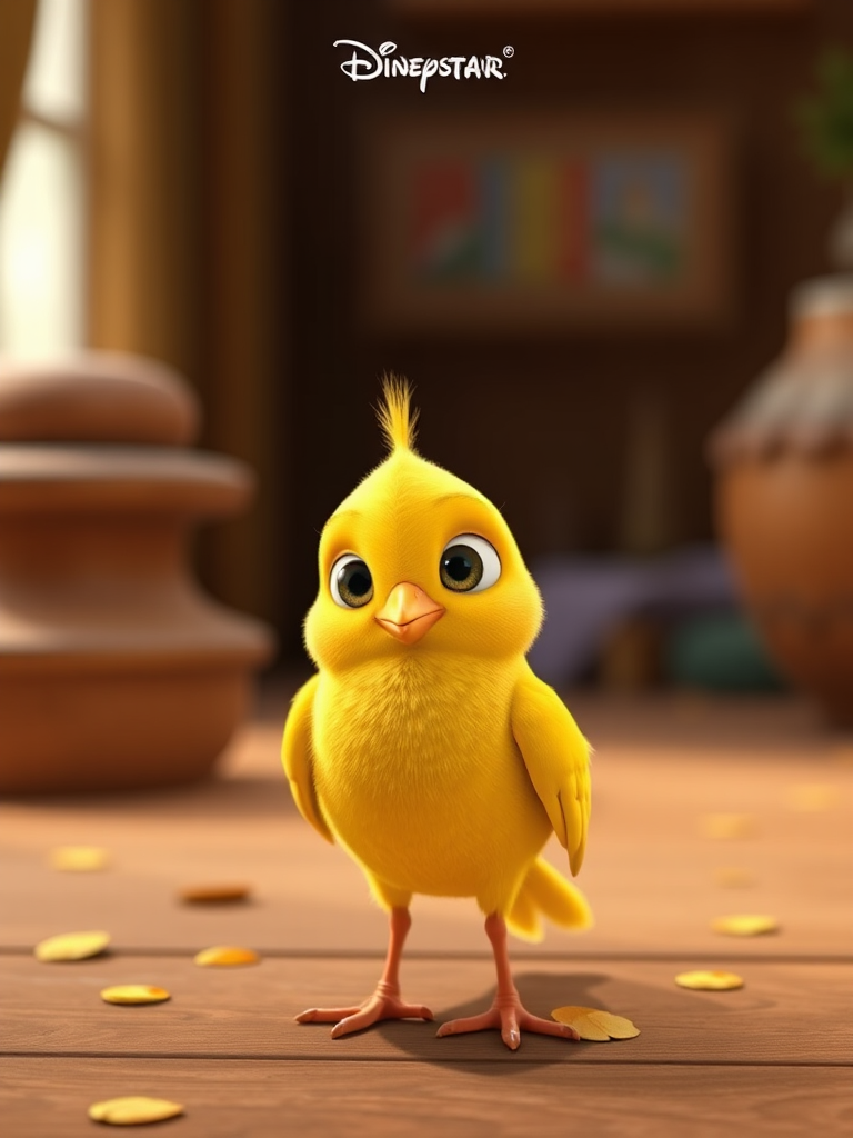 Cute Yellow Bird Pixar Movie Poster