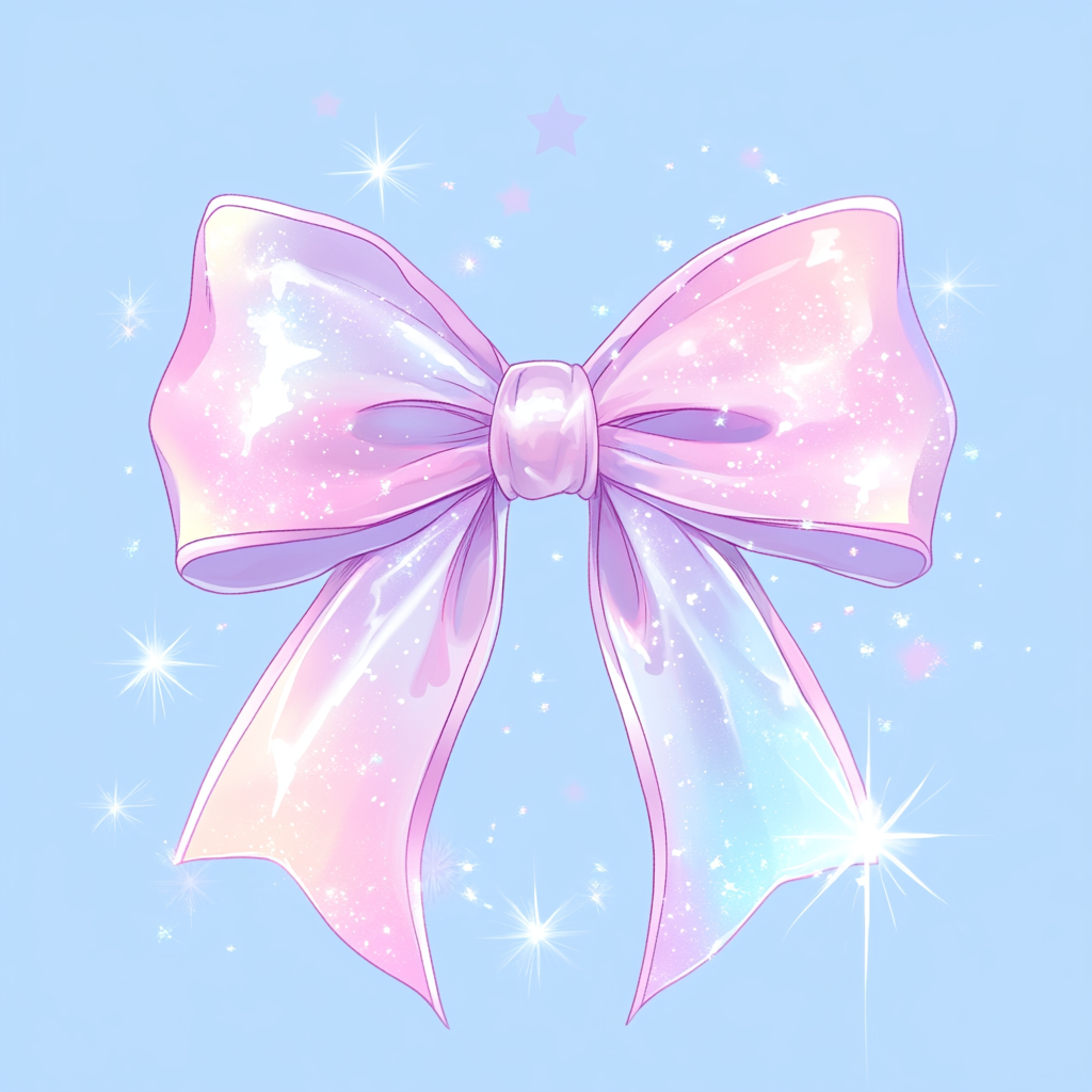 Cute bow with butterfly knot, pink and light blue.