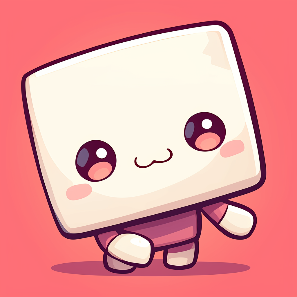 Cute little tofu character with adorable expression.