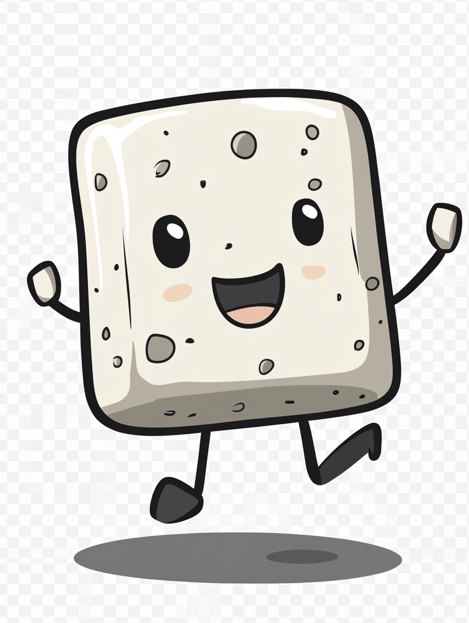 Cute little tofu character with simple chibi design.