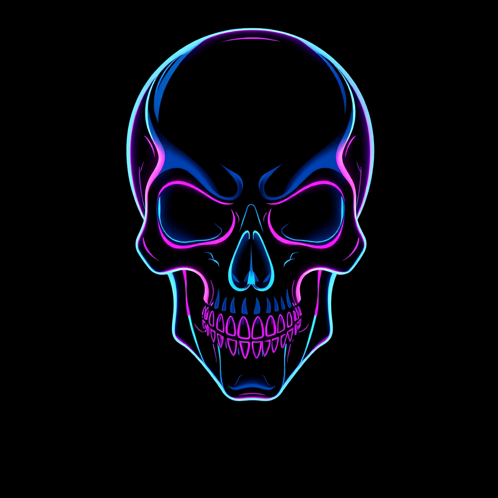 Cyber Skull Style with Neon Effect