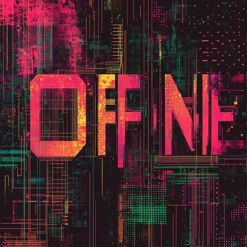 Cyberpunk Glitch Poster: 'O.F.F.L.I.N.E' Typography Art