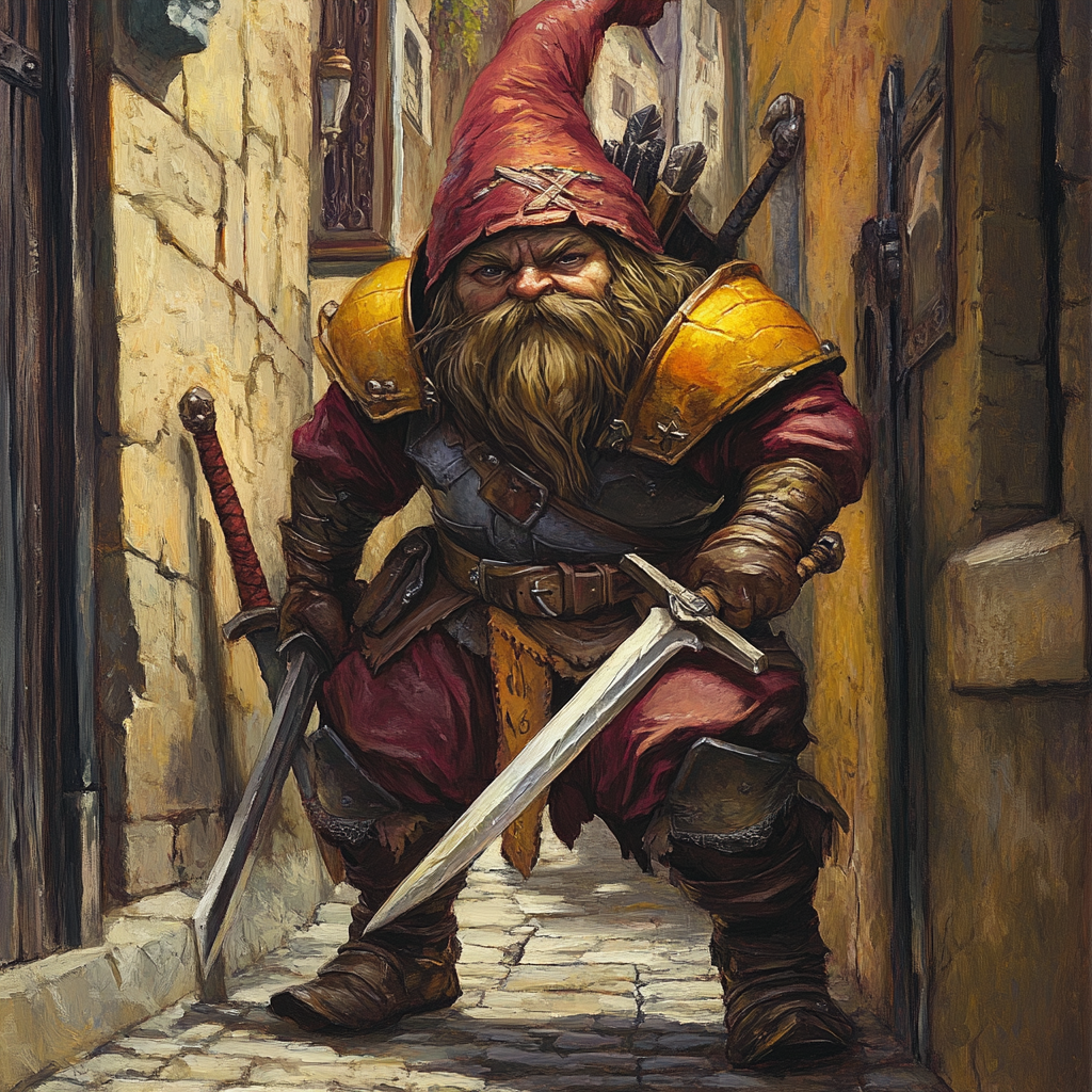 D&D Gnome in Agile Leather Armor, Fantasy Style 