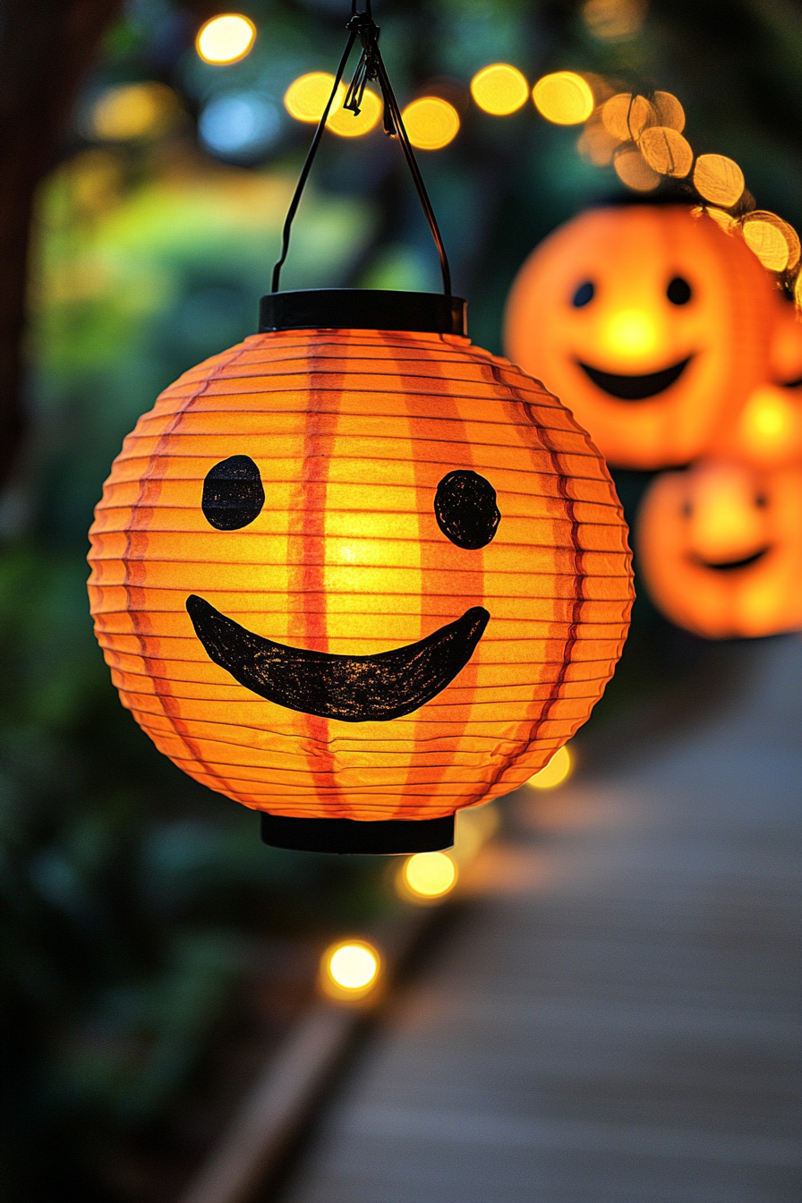 DIY Paper Lanterns with Smiling Faces for Halloween