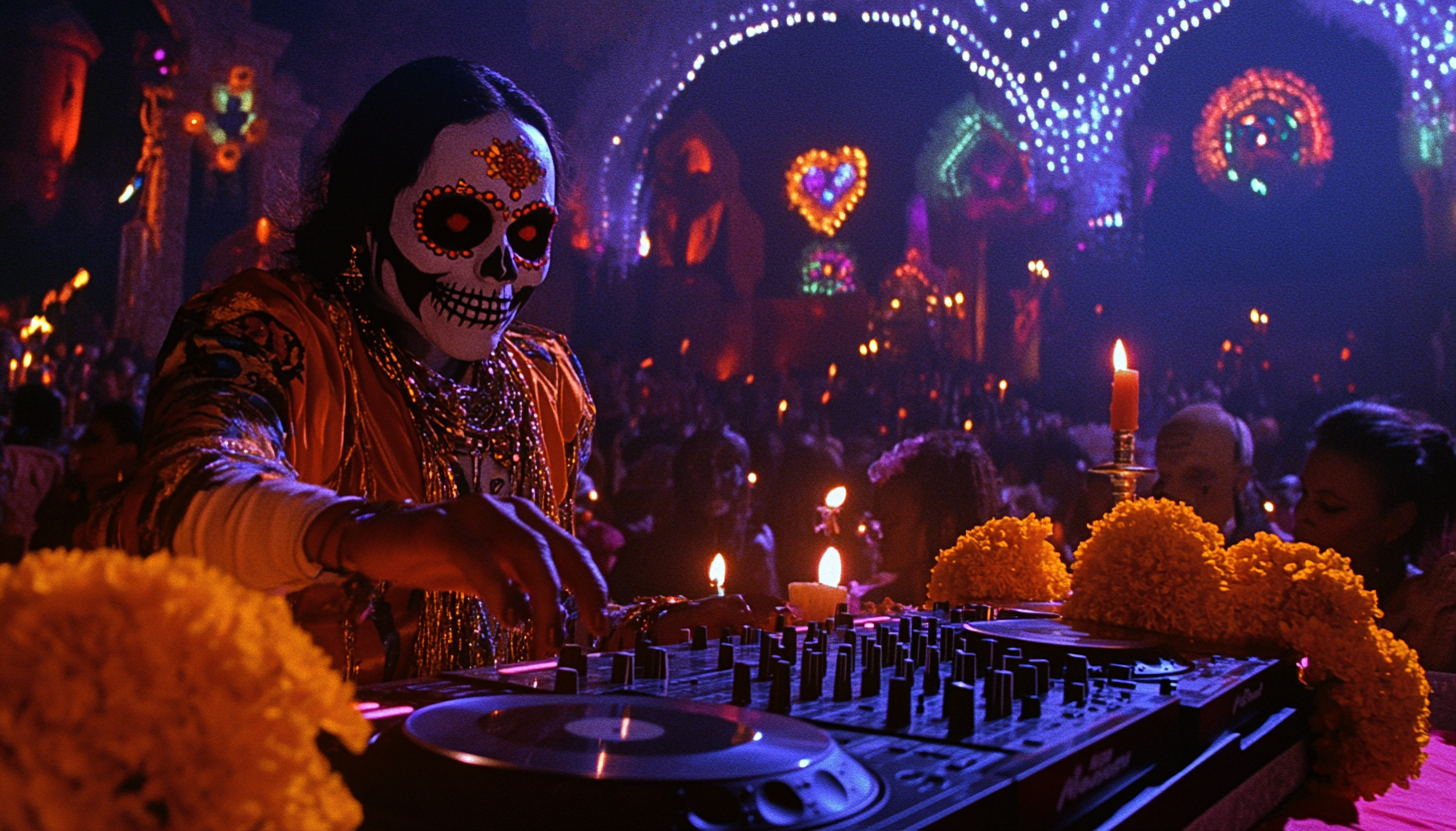 DJ in Sugar Skull Makeup at Day of the Dead Party