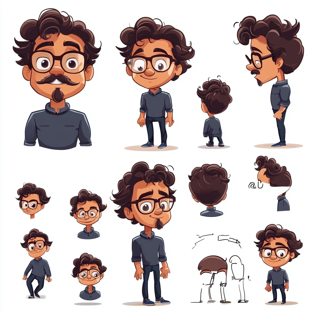 Dad with curly hair, glasses, moustache in Powerpuff Girls.