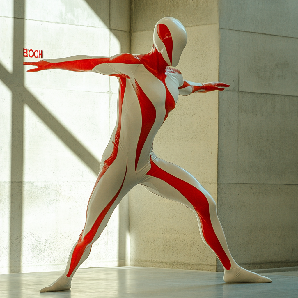 Dancer Model in Unique Red and White Costume