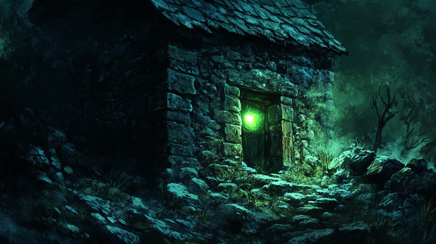 Dark, Mysterious Changeling Hiding under Cottage Hearthstones