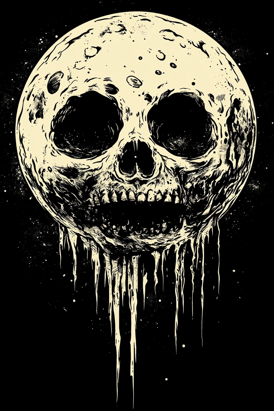 Dark Moon T-shirt Graphic on Plain Background