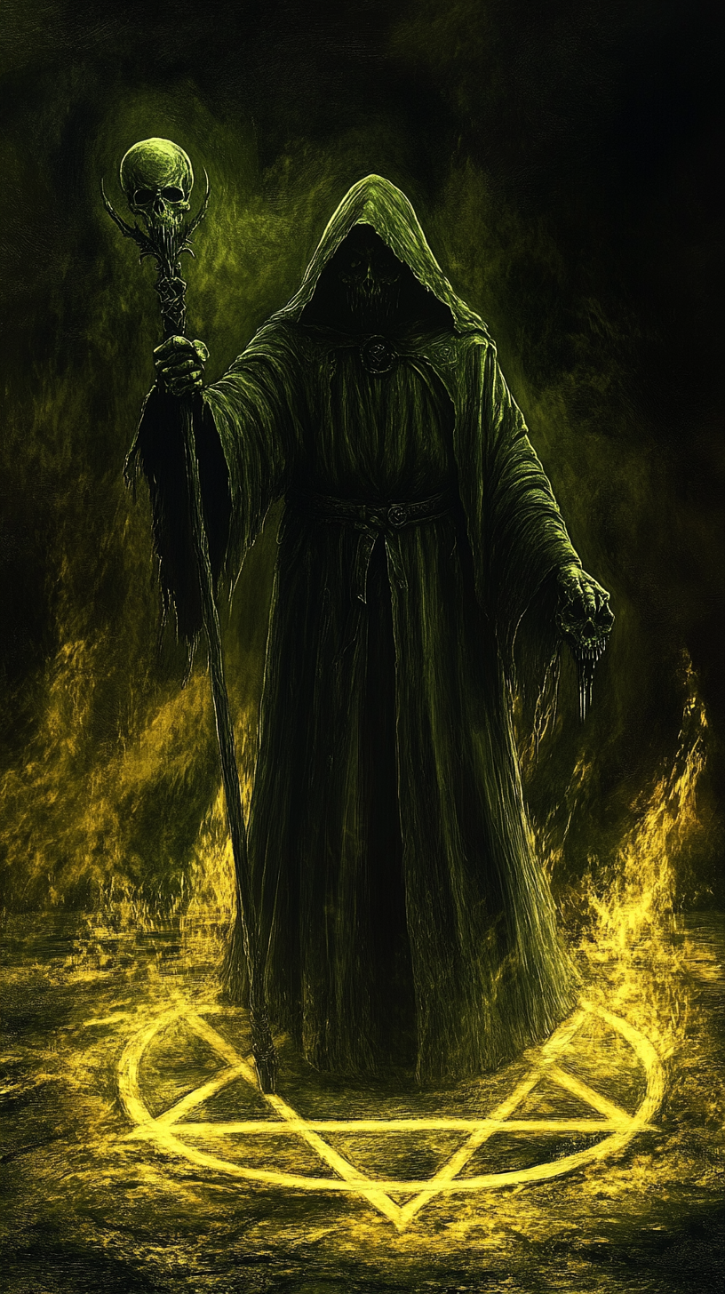 Dark Wizard Summoning Shadowy Abomination - Epic Fantasy Illustration