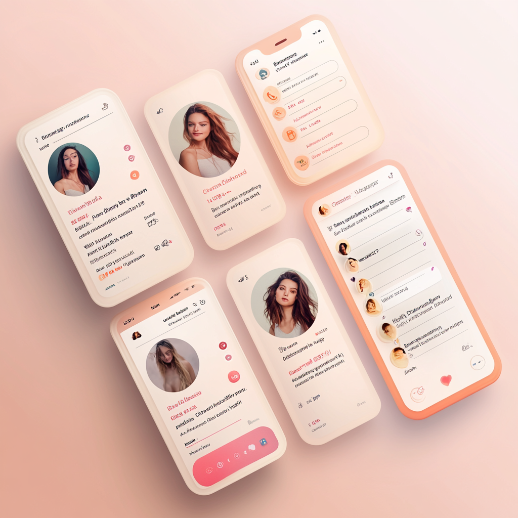 Dating app chat thread list page with soft, modern design.