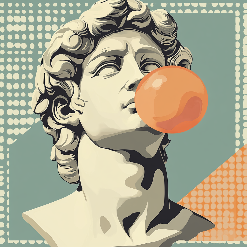 David's Head and Chewing Gum Inflatable Illustration