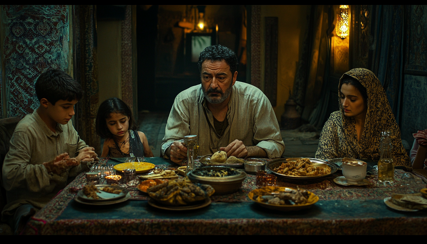 David Fincher-esque Family Dinner Scene in Middle East