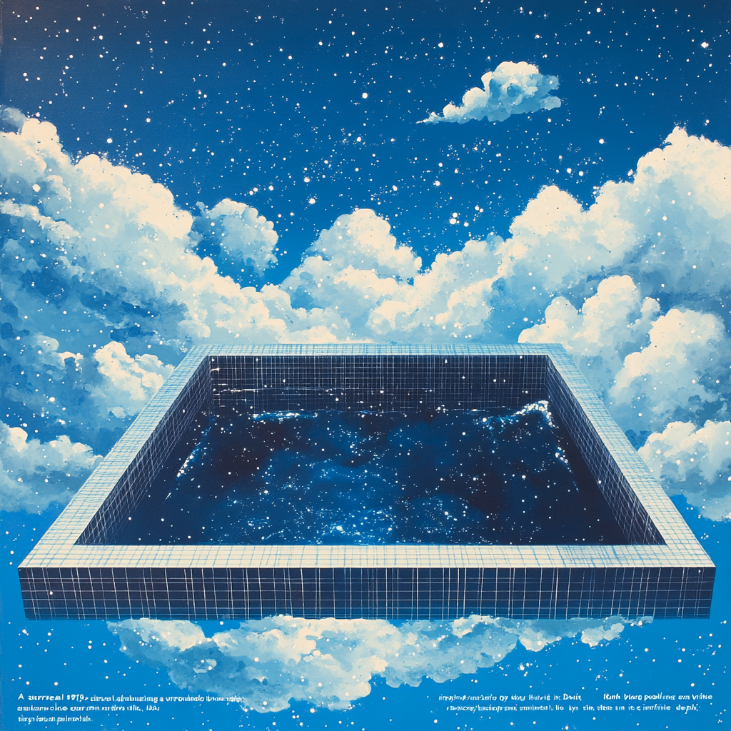 David Hockney-inspired Surreal Sky Pool Painting