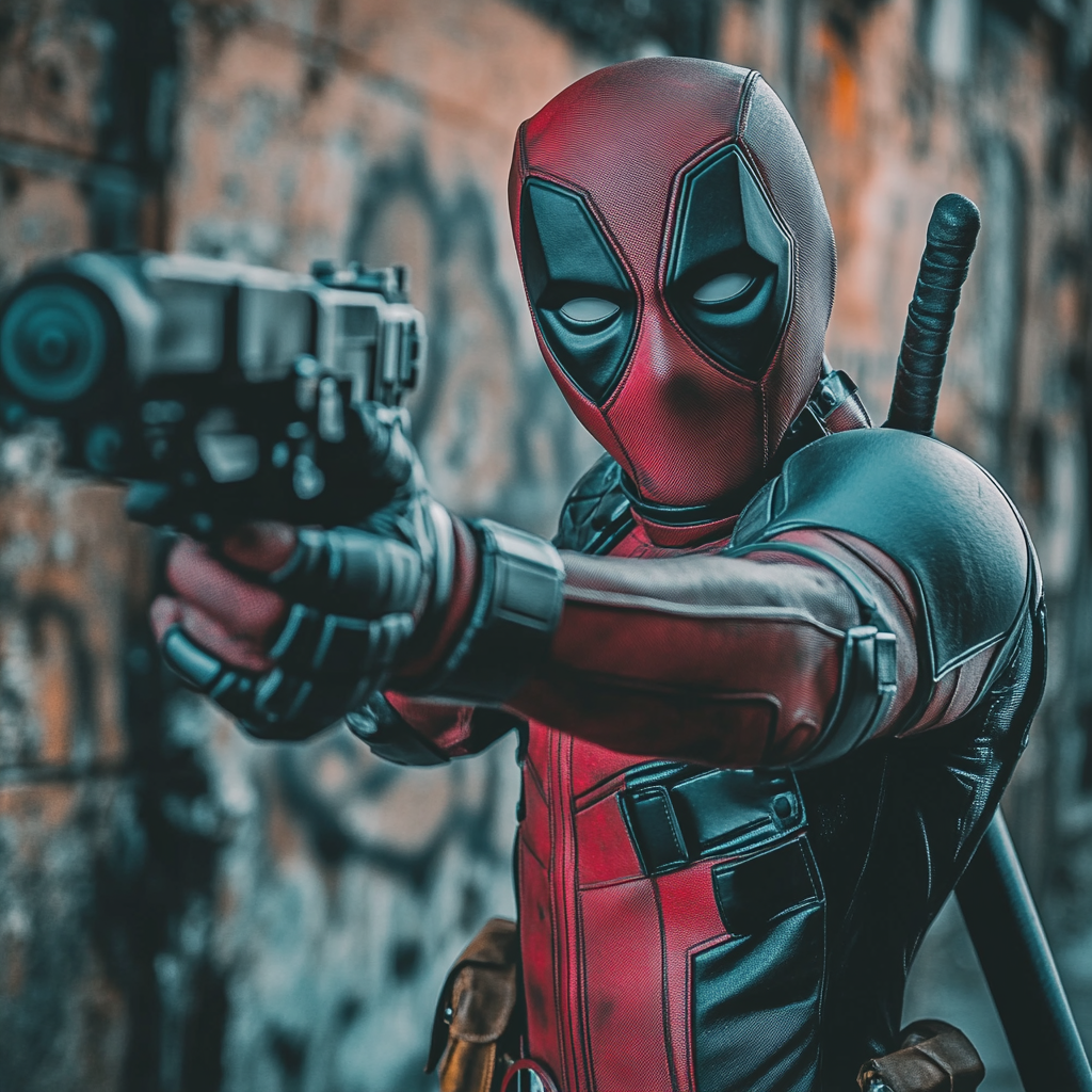 Deadpool apontando arma em papel de parede