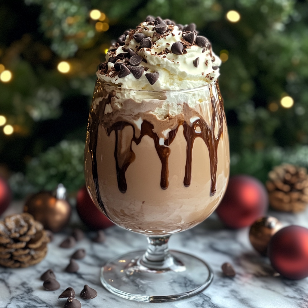 Decadent Dirty Snowman Cocktail with hot chocolate and ice cream