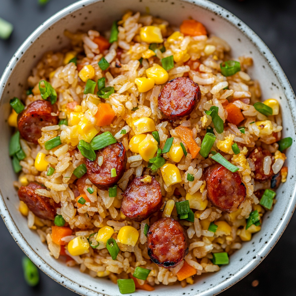 Delicious Fried Rice with Colorful Fluffy Ingredients