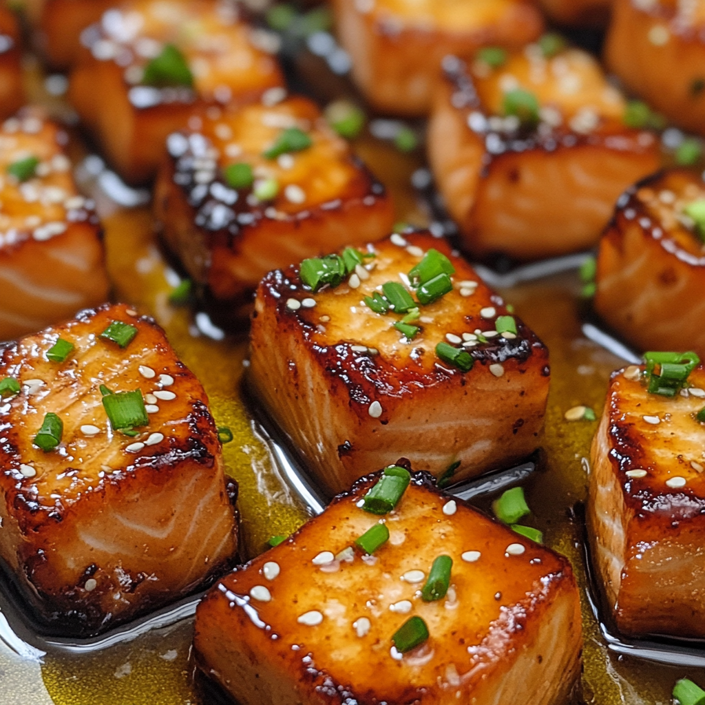 Delicious Honey Butter Garlic Glazed Salmon Bites